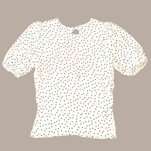REFORMATION Ivory Polka Dot Puff Sleeve Top